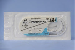 Suture with Needle Perma-Hand Nonabsorbable Coated Black Suture Braided Silk Size 4 - 0 30 Inch Suture 1-Needle 60 mm Length Straight Conventional Cutting Needle