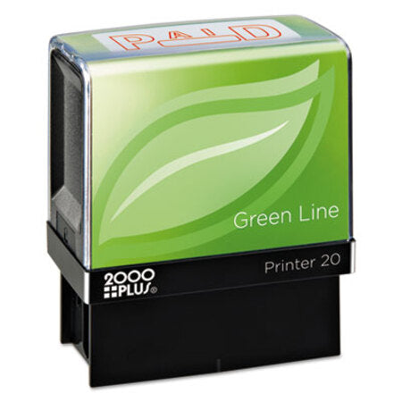 COSCO 2000PLUS® Green Line Message Stamp, Paid, 1 1/2 x 9/16, Red
