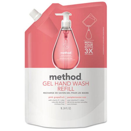 Method® Gel Hand Wash Refill, Pink Grapefruit, 34 oz Pouch