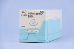 Suture with Needle Perma-Hand Nonabsorbable Coated Black Suture Braided Silk Size 4 - 0 18 Inch Suture 1-Needle 24 mm Length 3/8 Circle Reverse Cutting Needle