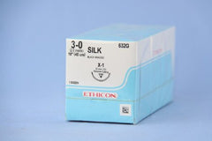 Suture with Needle Perma-Hand Nonabsorbable Coated Black Suture Braided Silk Size 3 - 0 18 Inch Suture 1-Needle 22 mm Length 1/2 Circle Reverse Cutting Needle
