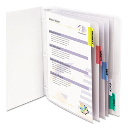 C-Line® Sheet Protectors with Index Tabs, Assorted Color Tabs, 2", 11 x 8 1/2, 5/ST
