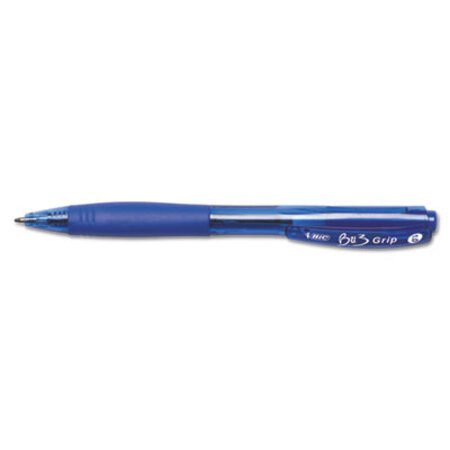 Bic® BU3 Retractable Ballpoint Pen, Bold 1 mm, Blue Ink/Barrel, Dozen