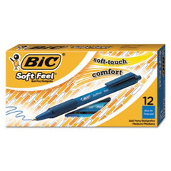 Bic® Soft Feel Retractable Ballpoint Pen, Medium 1mm, Blue Ink/Barrel, Dozen