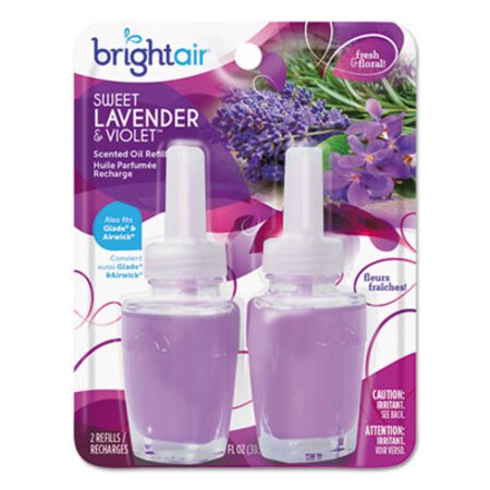 BRIGHT Air® Electric Scented Oil Air Freshener Refill, Sweet Lavender/Violet, 0.67 oz Jar, 2/Pack