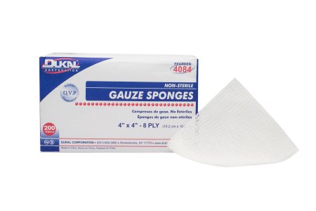 Dukal Gauze Sponge Dukal™ Cotton 8-Ply 4 X 4 Inch Square NonSterile