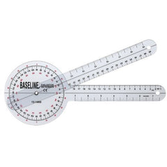 Fabrication Enterprises Goniometer Baseline® Plastic 12 Inch Arm Length 1° Increments Inches and Centimeters