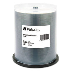 Verbatim® CD-R, 700MB, 52X, White Inkjet Printable, 100/PK Spindle