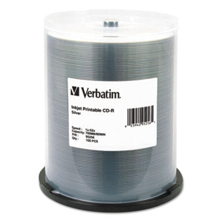 Verbatim® CD-R, 700MB, 52X, Silver Inkjet Printable, 100/PK Spindle