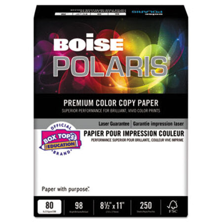 Boise® POLARIS Premium Color Copy Paper, 98 Bright, 80lb, 8.5 x 11, White, 250/Pack
