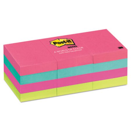 Post-it® Notes Original Pads in Cape Town Colors, 1 3/8 x 1 7/8, 100-Sheet, 12/Pack