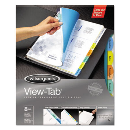Wilson Jones® View-Tab Transparent Index Dividers, 8-Tab, 11 x 8.5, Assorted, 1 Set