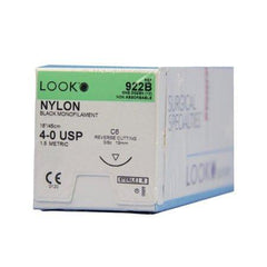 Surgical Specialties Suture with Needle LOOK® Nonabsorbable Uncoated Black Suture Monofilament Nylon Size 4 - 0 18 Inch Suture 1-Needle 19 mm Length 3/8 Circle Reverse Cutting Needle