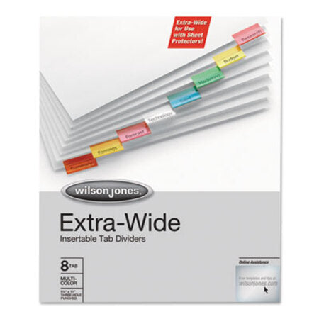 Wilson Jones® Oversized Reinforced Insertable Tab Index, 8-Tab, 11 x 9.25, White, 1 Set