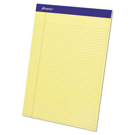 Ampad® Perforated Writing Pads, Narrow Rule, 8.5 x 11.75, Canary, 50 Sheets, Dozen