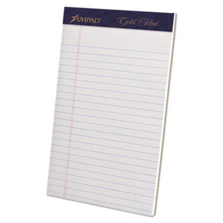 Ampad® Gold Fibre Writing Pads, Narrow Rule, 5 x 8, White, 50 Sheets, 4/Pack