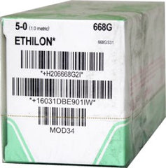 J & J Healthcare Systems Suture with Needle Ethilon™ Nonabsorbable Uncoated Black Suture Monofilament Nylon Size 5 - 0 18 Inch Suture 1-Needle 13 mm Length 3/8 Circle Reverse Cutting Needle