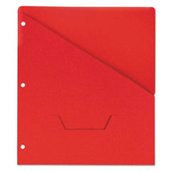 Universal® Slash-Cut Pockets for Three-Ring Binders, Jacket, Letter, 11 Pt., Red, 10/Pack