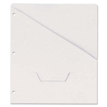 Universal® Slash-Cut Pockets for Three-Ring Binders, Jacket, Letter, 11 Pt., White, 10/Pack