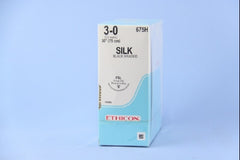 Suture with Needle Perma-Hand Nonabsorbable Coated Black Suture Braided Silk Size 3 - 0 30 Inch Suture 1-Needle 30 mm Length 3/8 Circle Reverse Cutting Needle