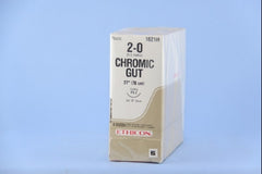 Suture with Needle Absorbable Uncoated Undyed Suture Chromic Gut Size 2 - 0 27 Inch Suture 1-Needle 19 mm Length 3/8 Circle Precision Point - Reverse Cutting Needle