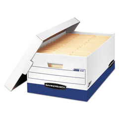 Bankers Box® PRESTO Heavy-Duty Storage Boxes, Legal Files, 16" x 10.38", White/Blue, 12/Carton