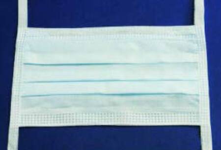 Cardinal Surgical Mask Cardinal Health™ Anti-fog Foam Pleated Tie Closure One Size Fits Most Blue NonSterile ASTM Level 3