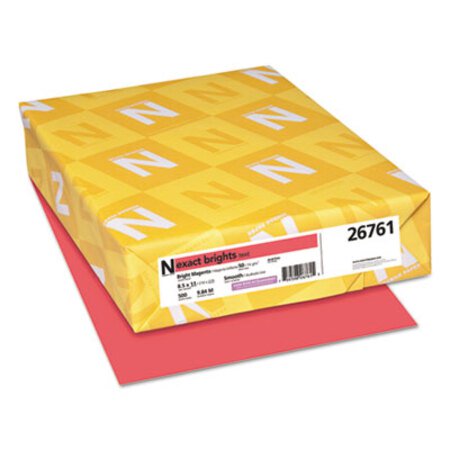 Neenah Paper Exact Brights Paper, 20lb, 8.5 x 11, Bright Magenta, 500/Ream