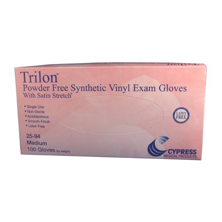 Exam Glove Trilon® Medium NonSterile Vinyl Standard Cuff Length Smooth Clear Not Chemo Approved WITH PROP. 65 WARNING - M-264525-2601 - Case of 1000