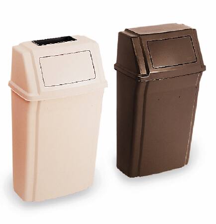 Lagasse Trash Can Rubbermaid® Slim Jim® 15 gal. Wall Mount Beige Plastic Side Opening - M-486161-3116 - Each