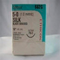 Suture with Needle Perma-Hand Nonabsorbable Coated Black Suture Braided Silk Size 5 - 0 18 Inch Suture 1-Needle 19 mm Length 3/8 Circle Reverse Cutting Needle