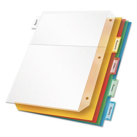 Cardinal® Poly Ring Binder Pockets, 11 x 8 1/2, Letter, Assorted Colors, 5/Pack