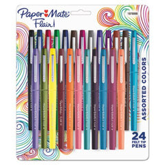 Paper Mate® Limited Edition Point Guard Flair Stick Porous Point Pen, Medium 0.7mm, Tropical Ink/Barrel, 24/Set