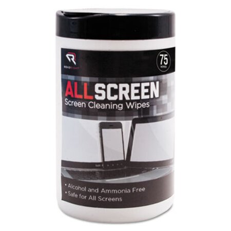 Read Right® AllScreen Screen Cleaning Wipes, 6" x 6", White, 75/Tub