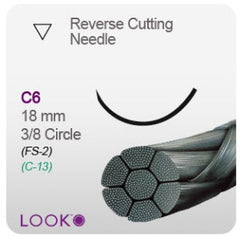 Suture with Needle LOOK® Nonabsorbable Coated Black Suture Braided Silk Size 5 - 0 18 Inch Suture 1-Needle 19 mm Length 3/8 Circle Reverse Cutting Needle