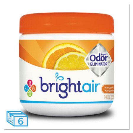 BRIGHT Air® Super Odor Eliminator, Mandarin Orange and Fresh Lemon, 14 oz, 6/Carton
