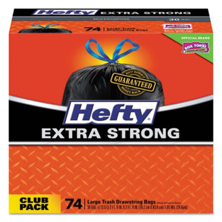 Hefty® Ultra Strong Tall Kitchen and Trash Bags, 30 gal, 1.1 mil, 30" x 33", Black, 74/Box