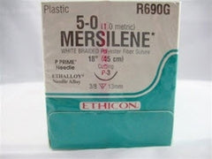 Suture with Needle Mersilene Nonabsorbable Uncoated White Suture Braided Polyester Size 5 - 0 18 Inch Suture 1-Needle 13 mm Length 3/8 Circle Reverse Cutting Needle