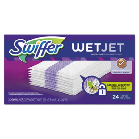Swiffer® WetJet System Refill Cloths, 11.3" x 5.4", White, 24/Box, 4/Ctn
