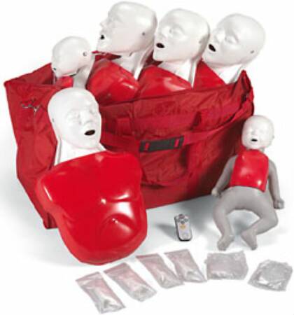 Nasco CPR Manikin Convenience Pack Life/Form® Basic Buddy™ Four Basic Buddies™, Two Baby Buddies™, Six Lung Installation Tools, 40 Basic Buddy™ Lung Bags, 20 Baby Buddy™ Lung Bags, and Carrying Bag