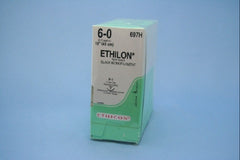 J & J Healthcare Systems Suture with Needle Ethilon™ Nonabsorbable Uncoated Black Suture Monofilament Nylon Size 6 - 0 18 Inch Suture 1-Needle 11 mm Length 3/8 Circle Precision Point - Reverse Cutting Needle