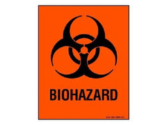 Shamrock Scientific Pre-Printed Label Shamrock Warning Label Fluorescent Red Biohazard / Symbol Black Biohazard 8 X 10 Inch - M-268451-2775 - Box of 10
