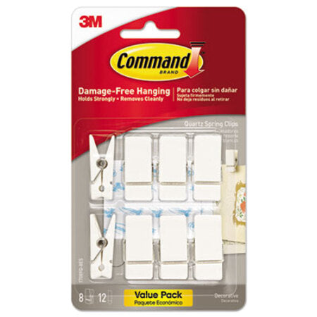 Command™ Spring Hook, 3/4w x 5/8d x 1 1/2h, White, 8 Hooks/Packs