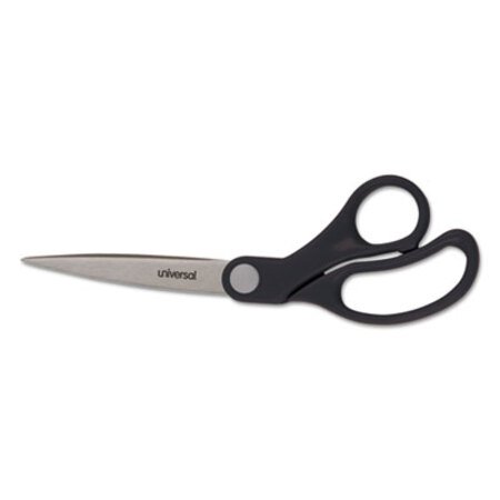 Universal® Stainless Steel Office Scissors, 8.5" Long, 3.75" Cut Length, Black Offset Handle