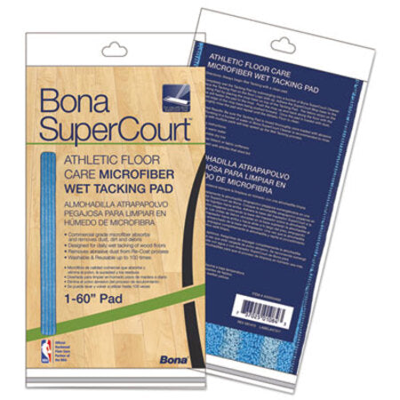 Bona® SuperCourt Athletic Floor Care Microfiber Wet Tacking Pad, 60", Light/Dark Blue