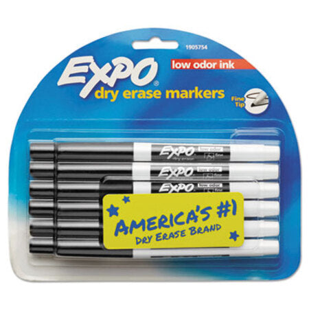 Expo® Low-Odor Dry-Erase Marker, Fine Bullet Tip, Black, Dozen