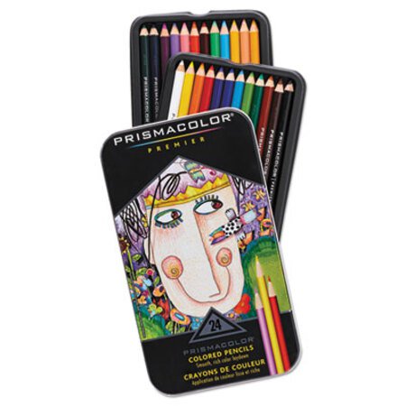 Prismacolor® Premier Colored Pencil, 3 mm, 2B (#1), Assorted Lead/Barrel Colors, 24/Pack