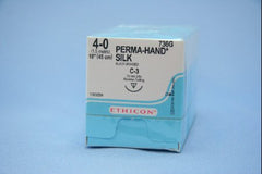 J & J Healthcare Systems Suture with Needle Perma-Hand™ Nonabsorbable Coated Black Suture Braided Silk Size 4 - 0 18 Inch Suture 1-Needle 13 mm Length 3/8 Circle Reverse Cutting Needle