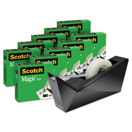 Scotch® Magic Tape Desktop Dispenser Value Pack, 1" Core, 0.75" x 83.33 ft, Clear, 10/Pack