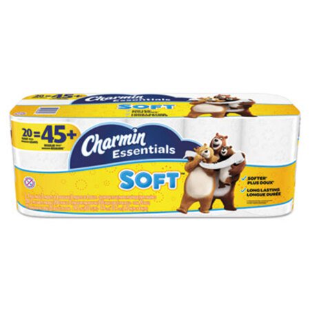 Charmin® Essentials Soft Bathroom Tissue, Septic Safe, 2-Ply, White, 4 x 3.92, 200/Roll, 20 Roll/Pack